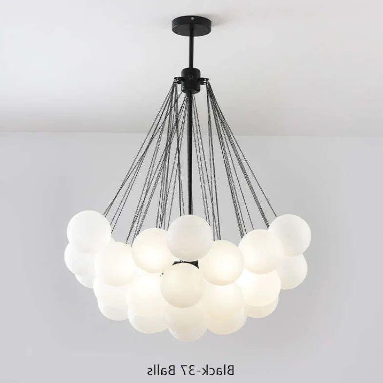 Black Statement Pendant Light For Bedroom Valentina Metal & Glass Ip20 Led Cool White