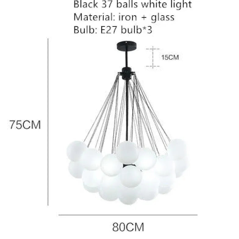 Black Statement Pendant Light For Bedroom Valentina Metal & Glass Ip20 Led Cool White