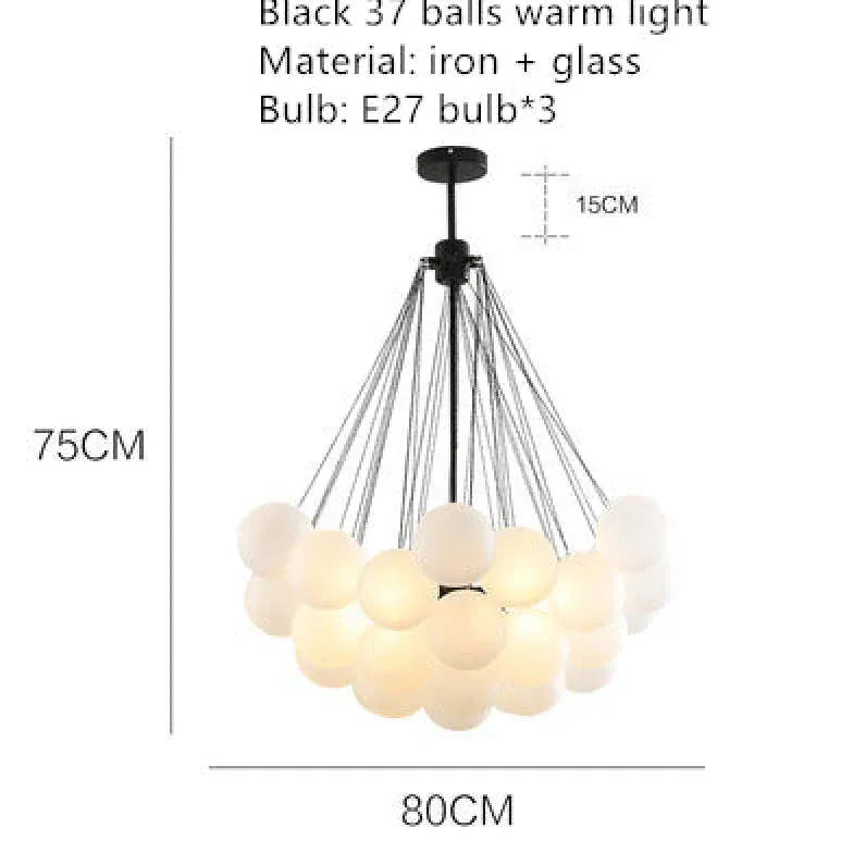 Black Statement Pendant Light For Bedroom Valentina Metal & Glass Ip20 Led Cool White