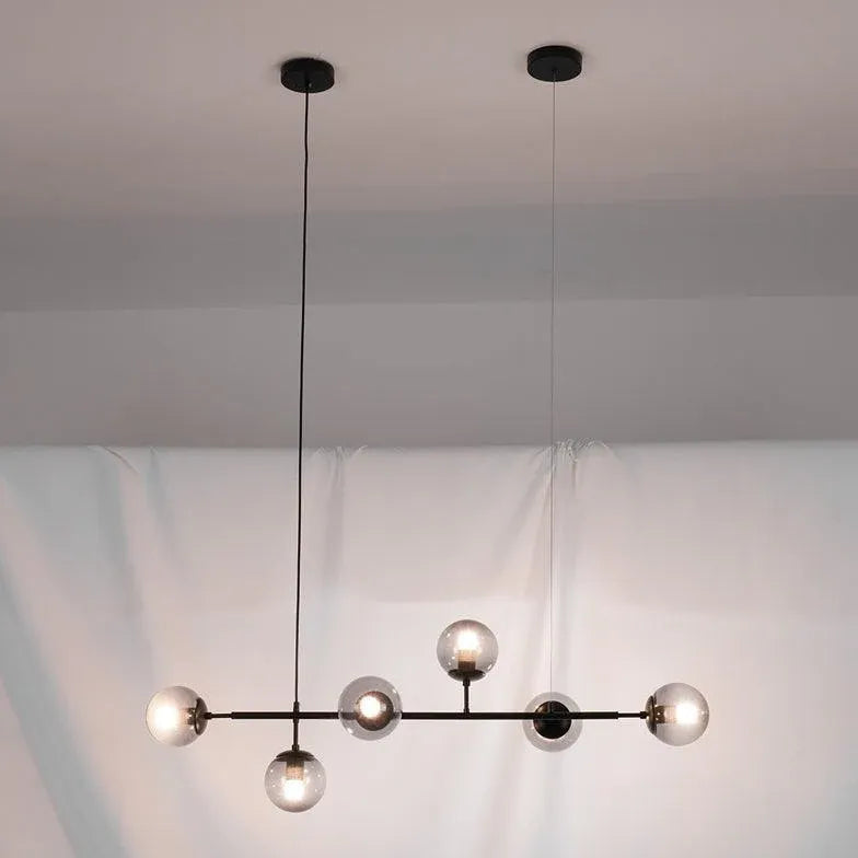 Black Coloured Glass Pendant Light For Bedroom Linear Valentina Metal Ip20