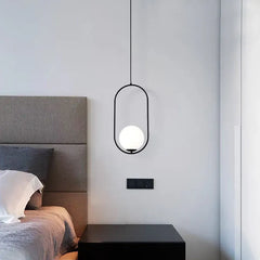 Black Light Single Pendant For Bedroom Oval Valentina Metal Ip20 Warm White Led