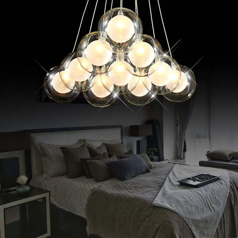 Chandelier For Bedroom Modern Metal & Glass Led