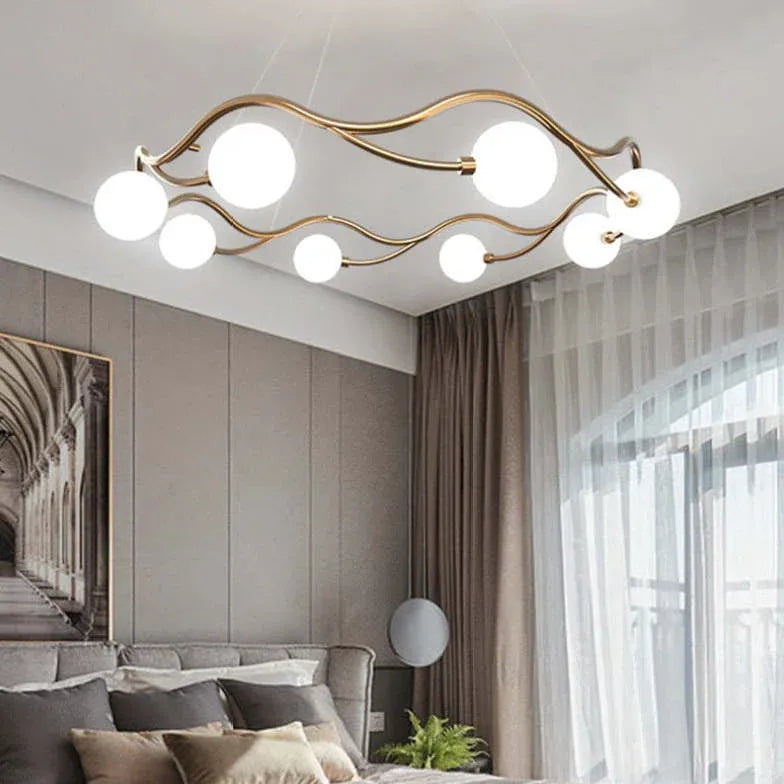 White Modern Wave Chandelier