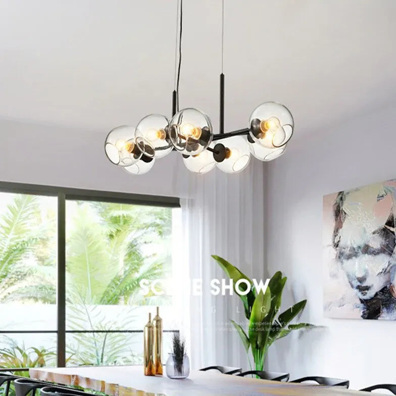 Black Statement Pendant Light For Living Room Valentina Metal & Glass Without Bulbs Led