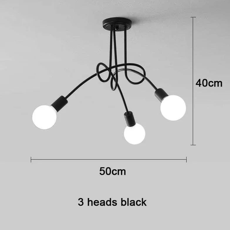 Modern Linear Curve Semi-flush Light For Living Room