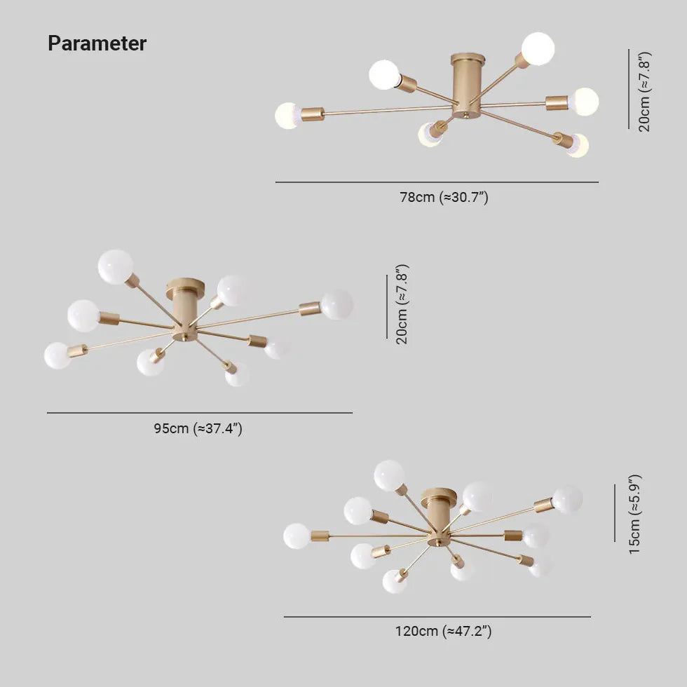 Semi-flush Light For Bedroom Valentina Metal Without Bulbs Ip20 Led