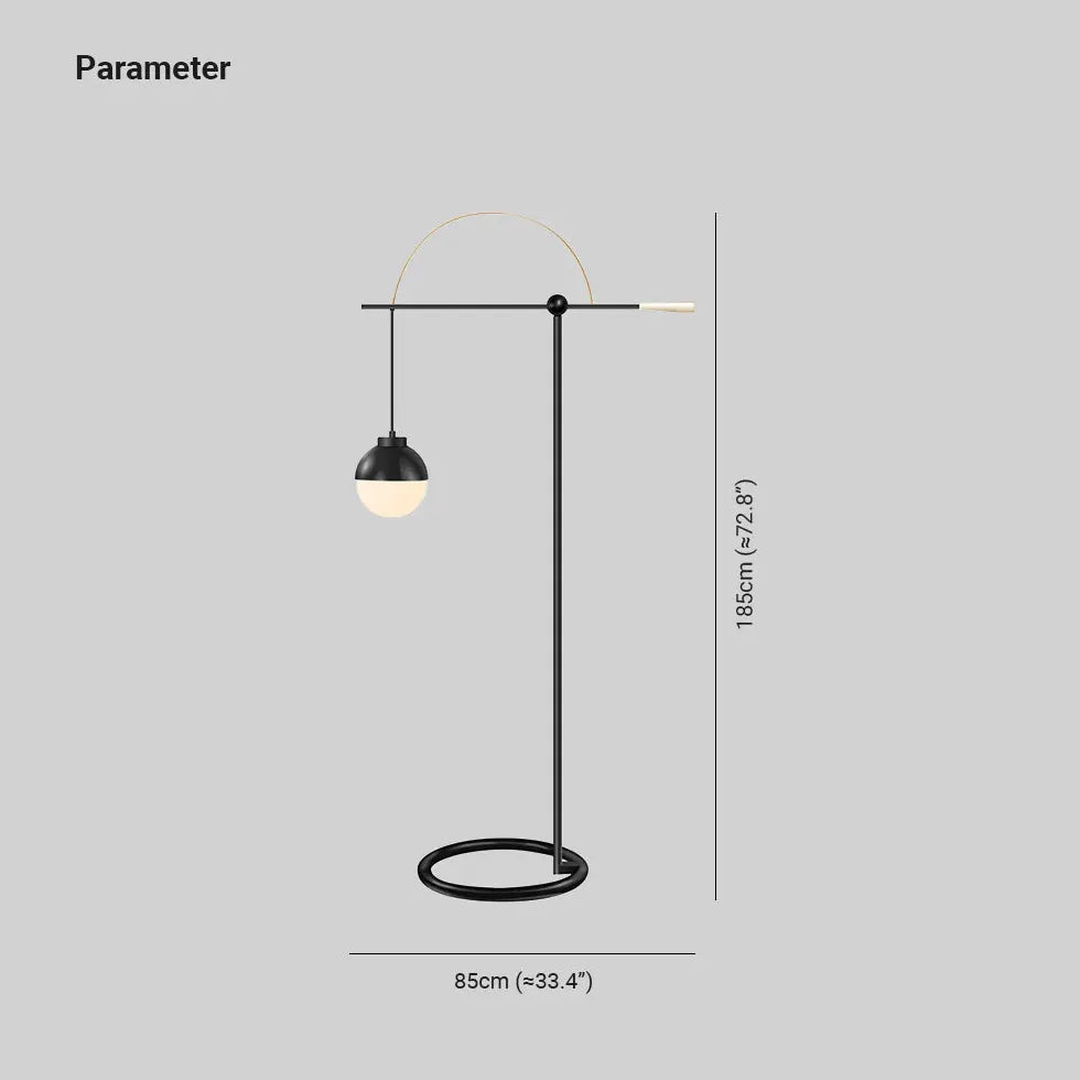 Black Floor Lamp For Study Room Valentina Metal & Glass