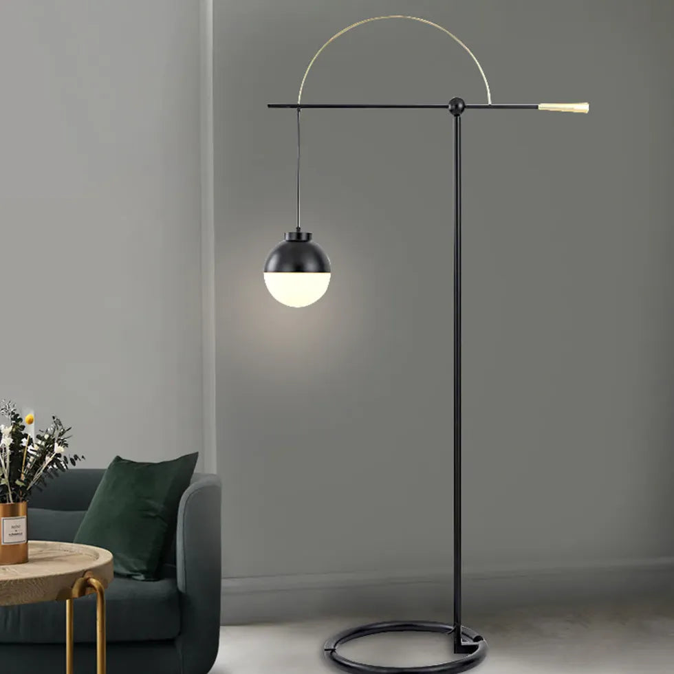 Black Floor Lamp For Study Room Valentina Metal & Glass