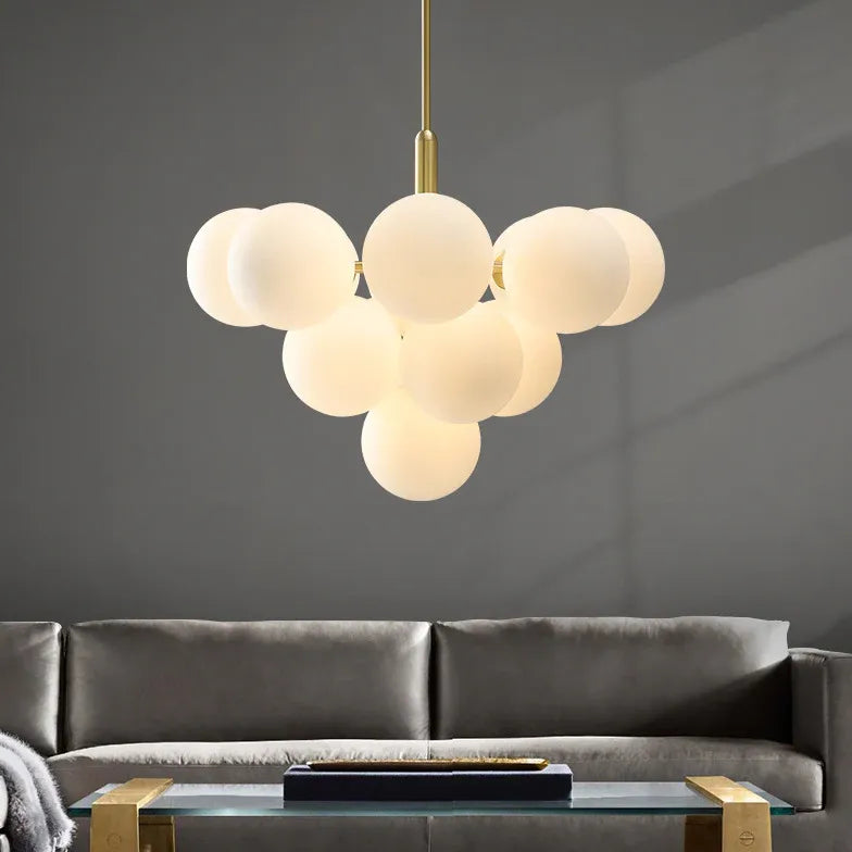 Moderne Kronleuchter Wohnzimmer in Cremefarbener Französischer Bubble Lampe