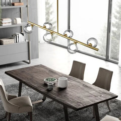 Black Statement Pendant Light For Bedroom Linear Valentina Metal & Glass Without Bulbs Ip20 Led