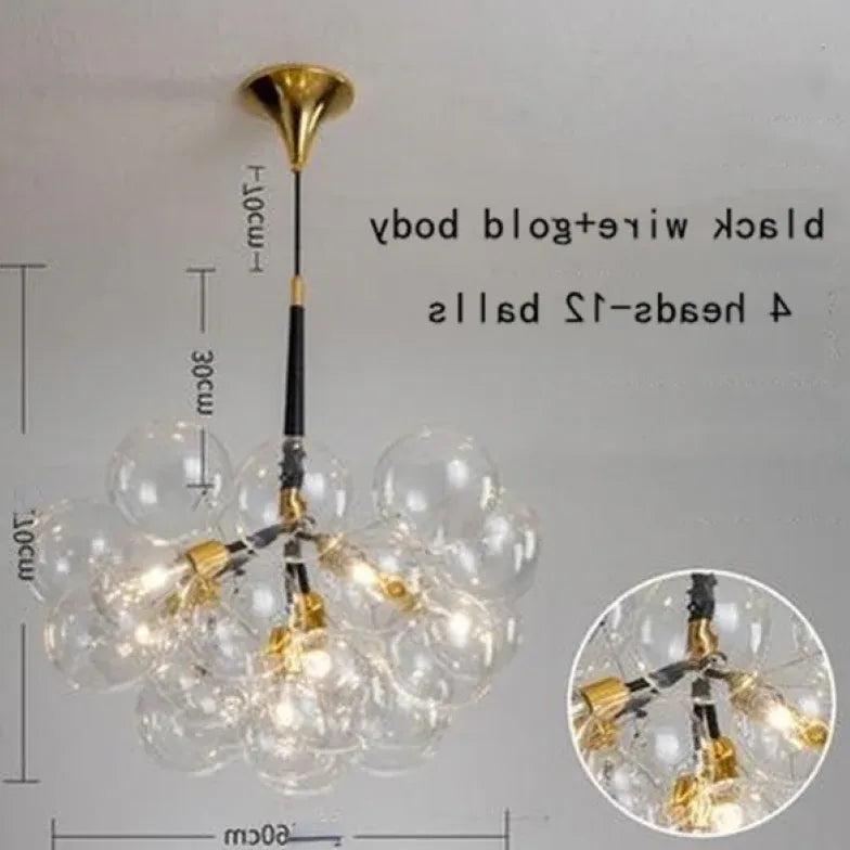 Black Nordic Luxury Clear Bubble Pendant Light