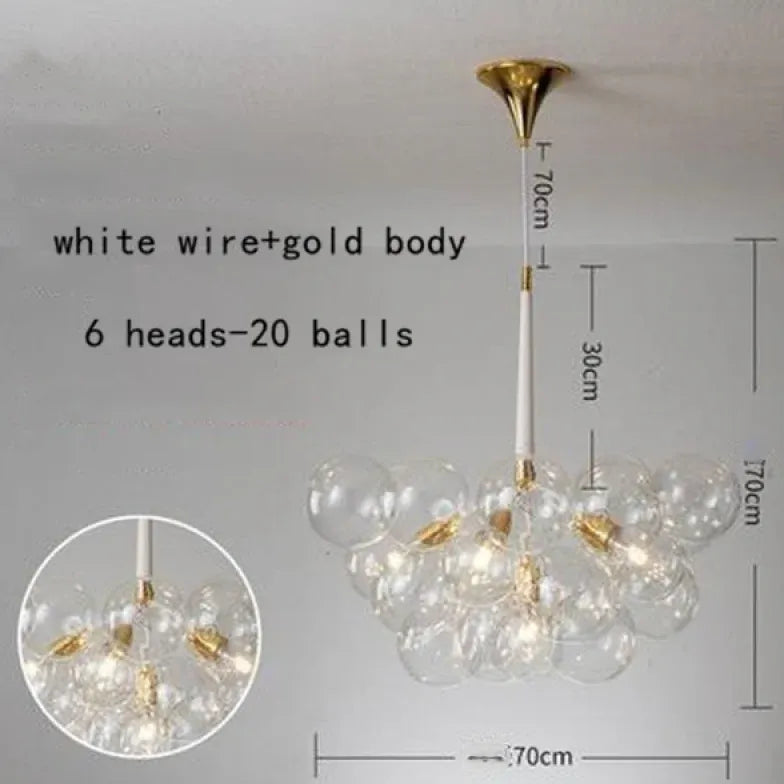 Black Nordic Luxury Clear Bubble Pendant Light