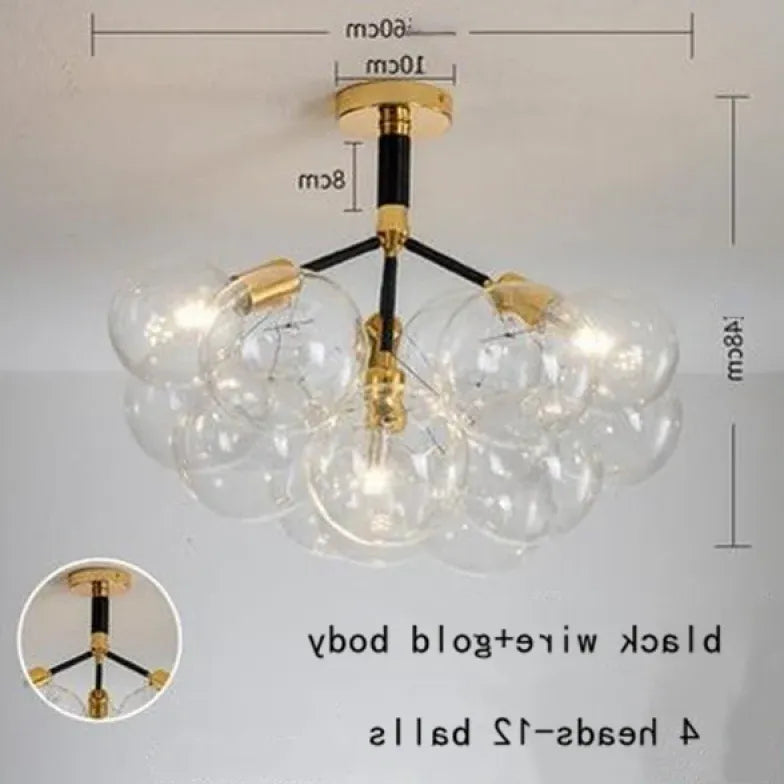 Black Nordic Luxury Clear Bubble Pendant Light