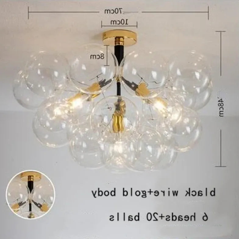 Black Nordic Luxury Clear Bubble Pendant Light