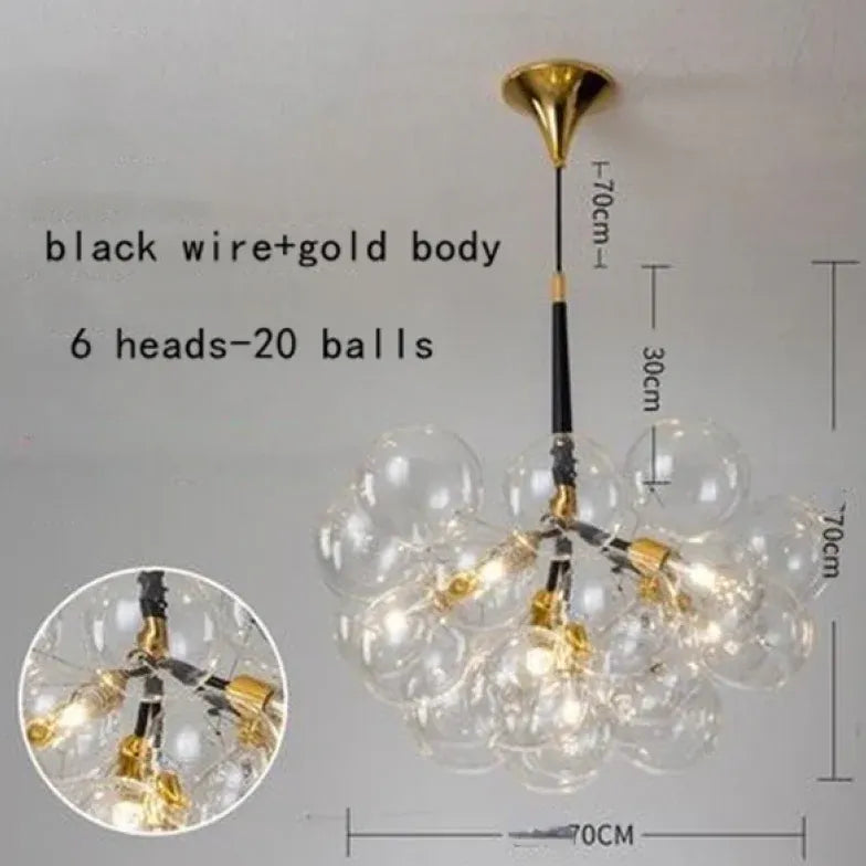 Black Nordic Luxury Clear Bubble Pendant Light