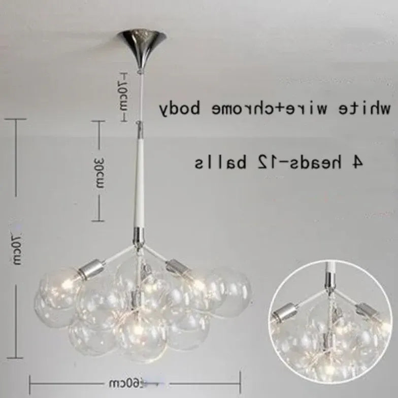 Black Nordic Luxury Clear Bubble Pendant Light