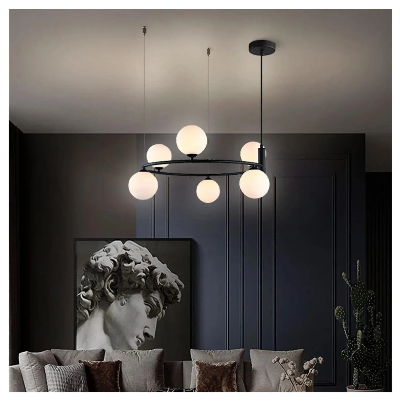 Black Statement Pendant Light For Bedroom Valentina Metal Ip20