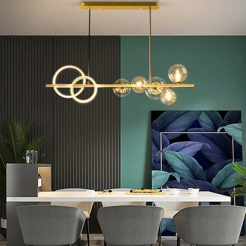 Black Bar Pendant Light For Bedroom Circle Artpad Metal & Glass Led Ip20