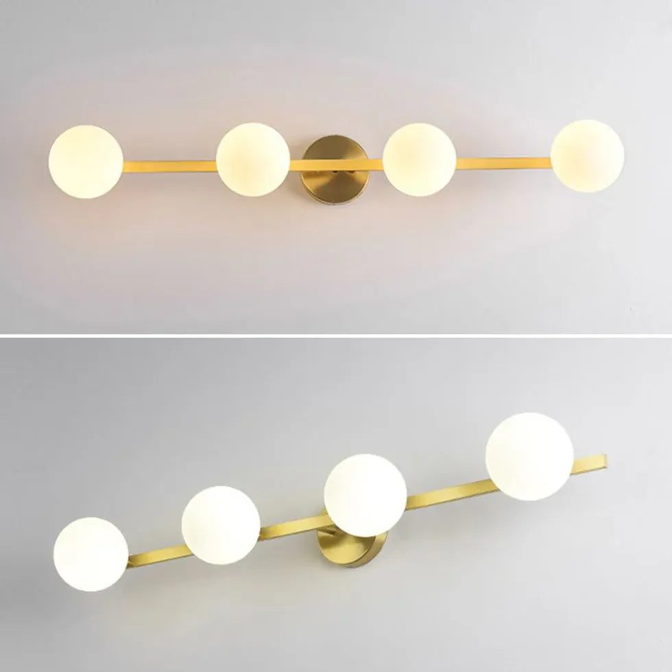 Gold Multi Arm Wall Light For Bathroom Linear Valentina Metal & Glass Bi-pin Ip20