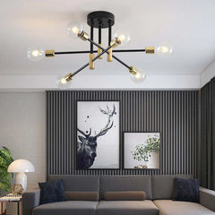 Black Semi-flush Light For Bedroom Valentina Metal Ip20 Led Without Bulbs