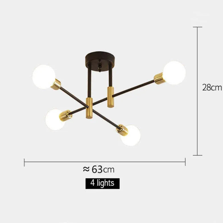 Black Semi-flush Light For Bedroom Valentina Metal Ip20 Led Without Bulbs