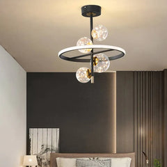 Black Semi-flush Light For Bedroom Valentina Metal Led Ip20