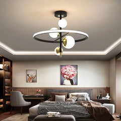 Black Semi-flush Light For Bedroom Valentina Metal Led Ip20