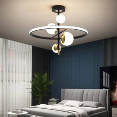 Black Semi-flush Light For Bedroom Valentina Metal Led Ip20