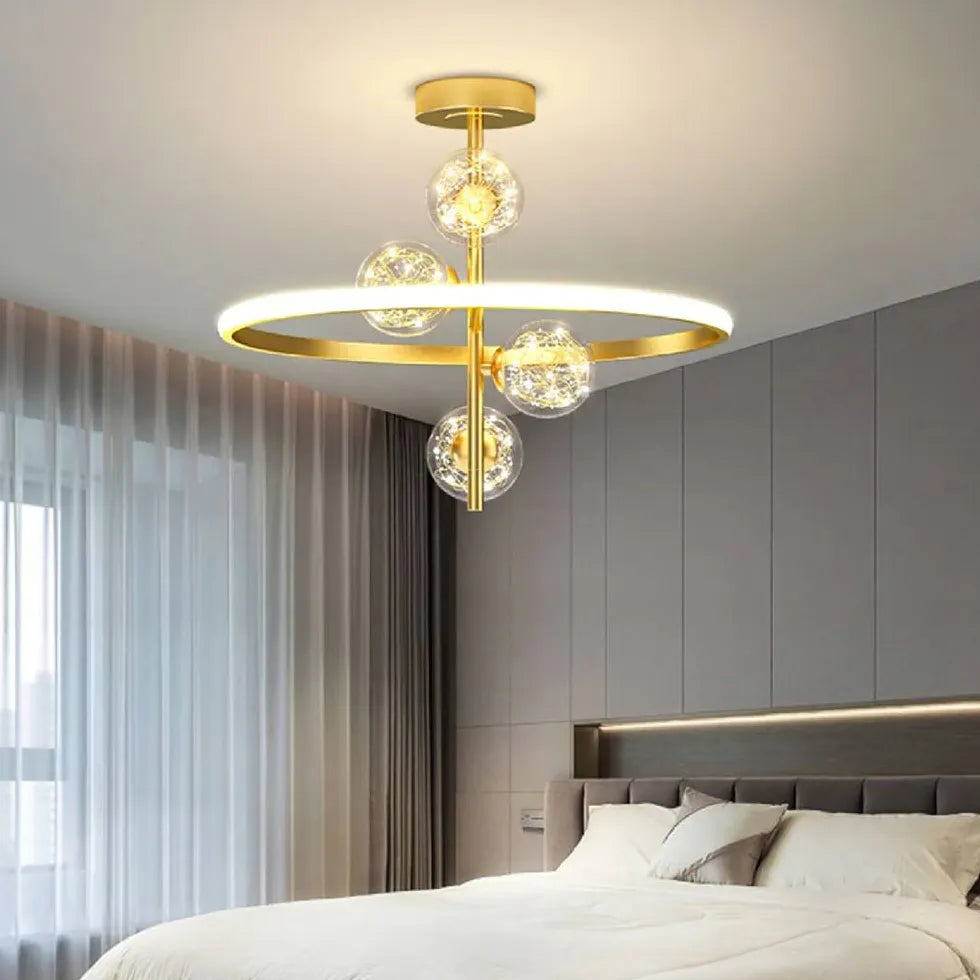 Black Semi-flush Light For Bedroom Valentina Metal Led Ip20