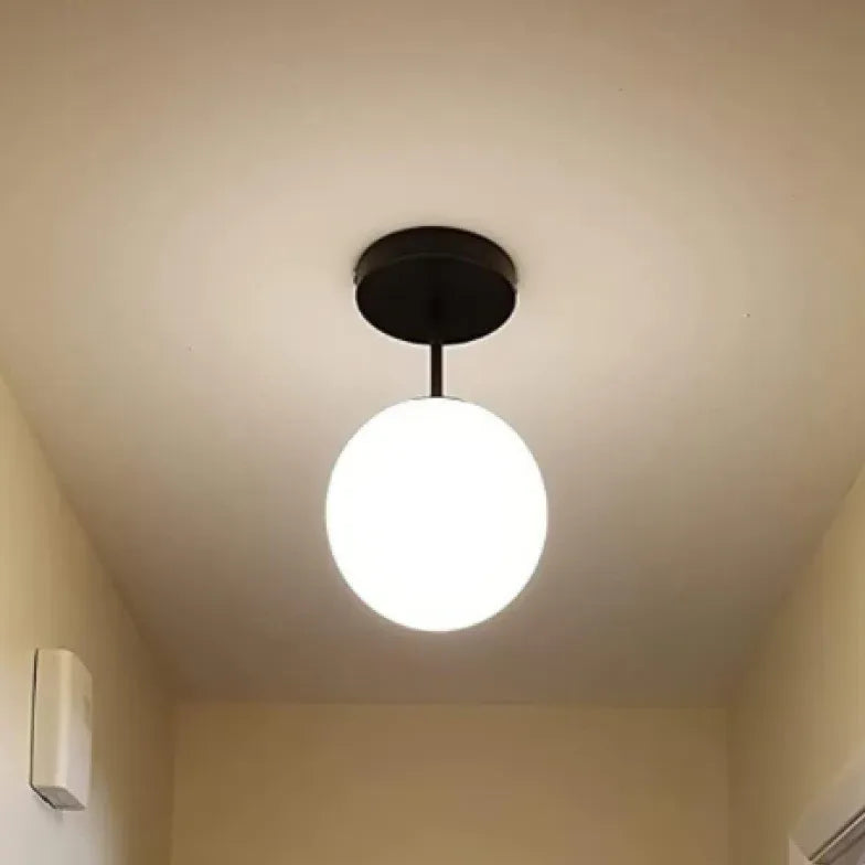 Black Led Ceiling Light For Bedroom Modern;globe Metal & Glass Led