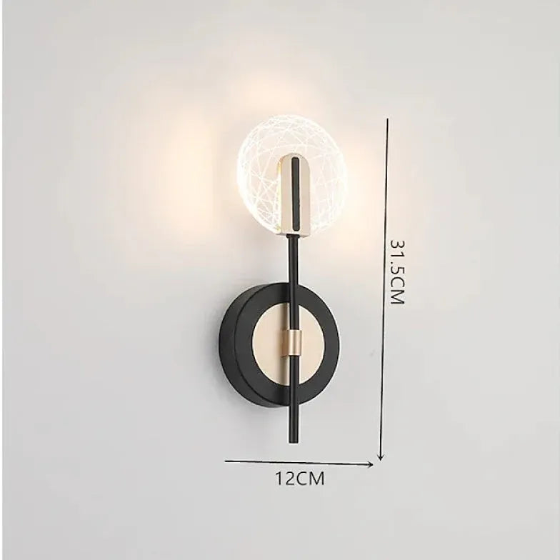 Black Flush Wall Light For Bedroom Modern Metal Led