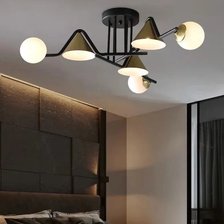 Semi-flush Light For Bedroom Weiss Metal Without Bulbs Ip20 Led